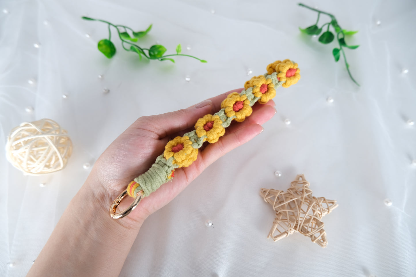 Handmade Macrame Flower Wristlet