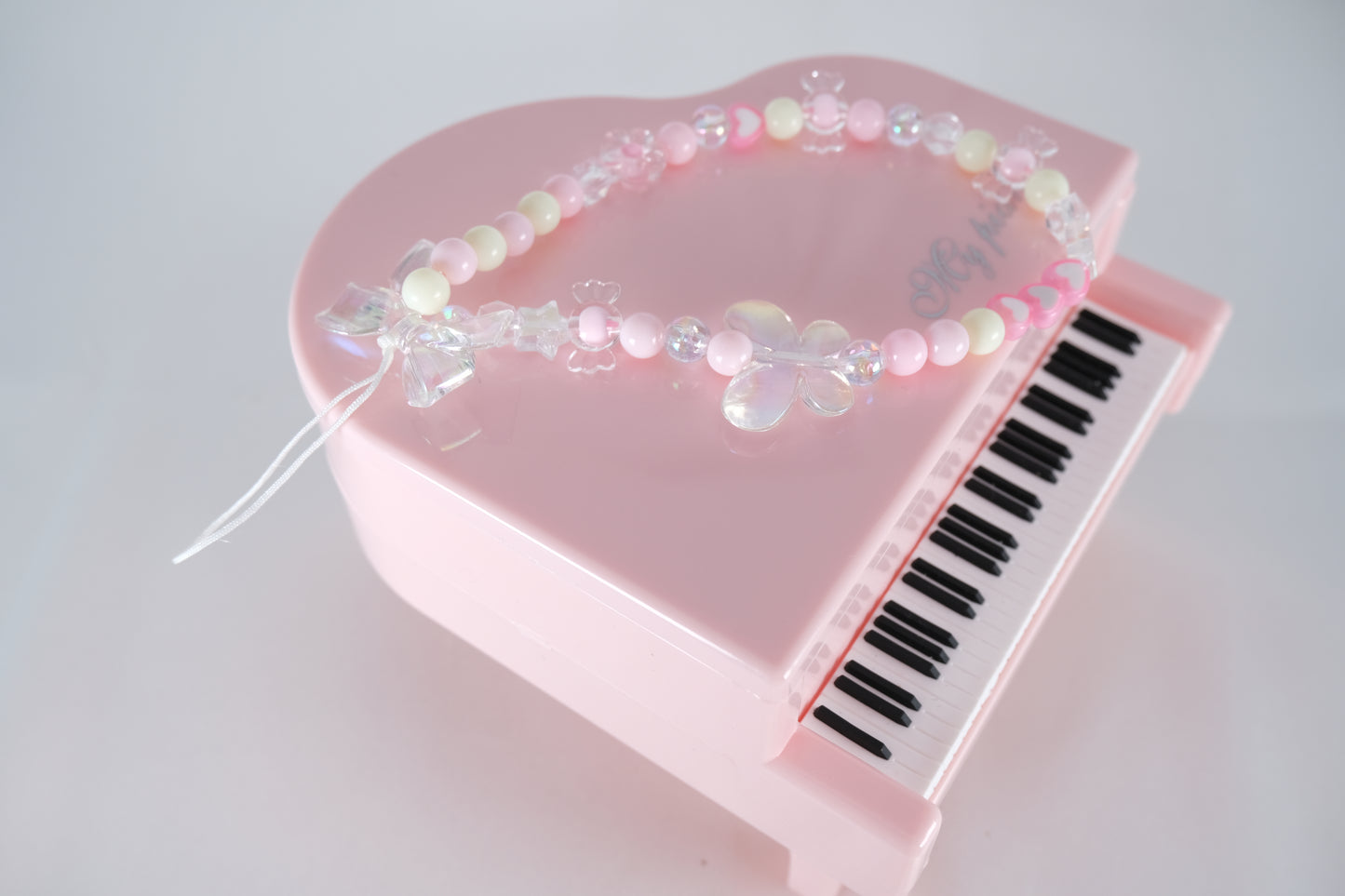 Handmade Butterfly Cell Phone Strap with Pink Colorful Beads