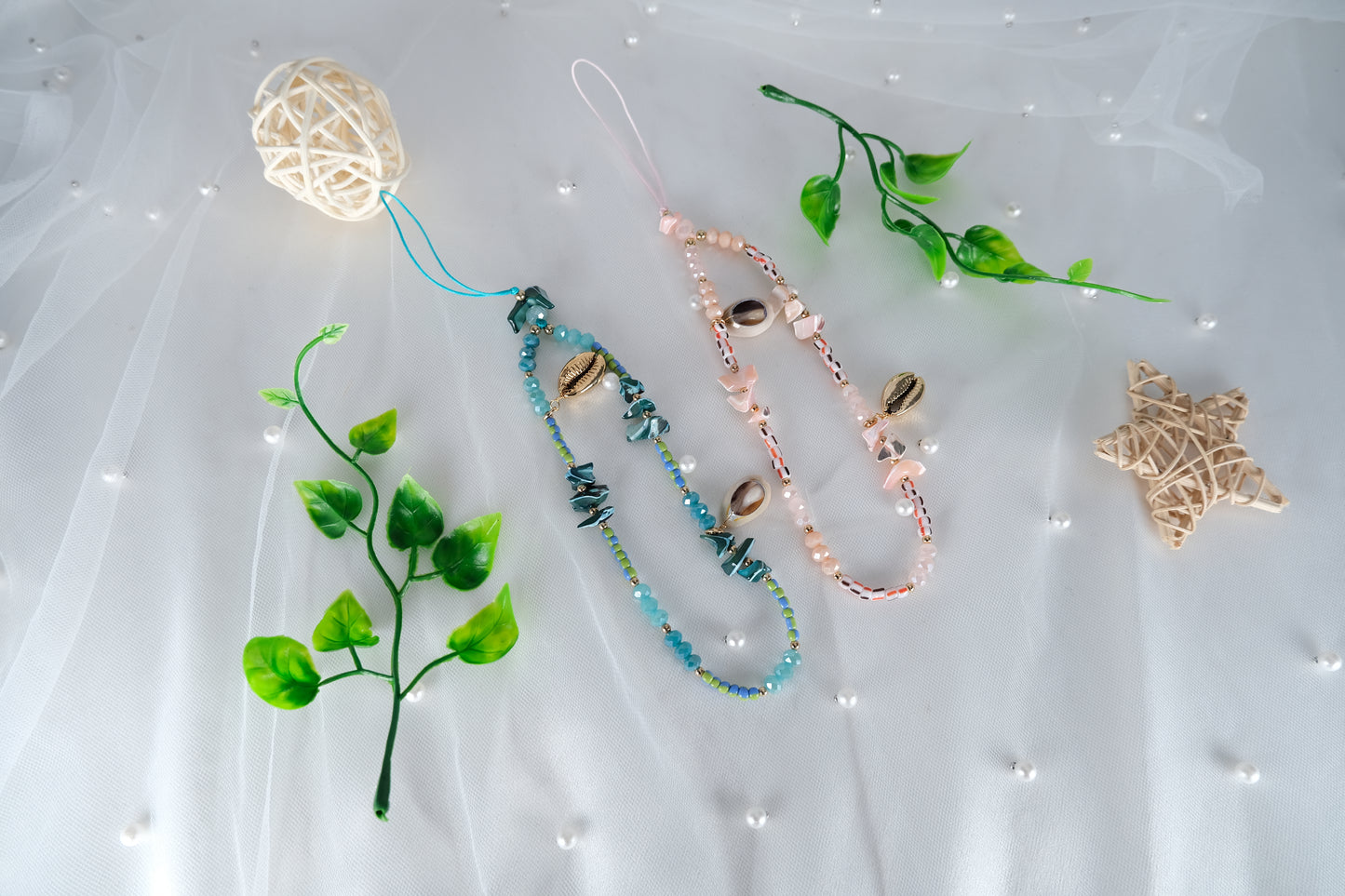 Handmade Shell Beaded Phone Charm