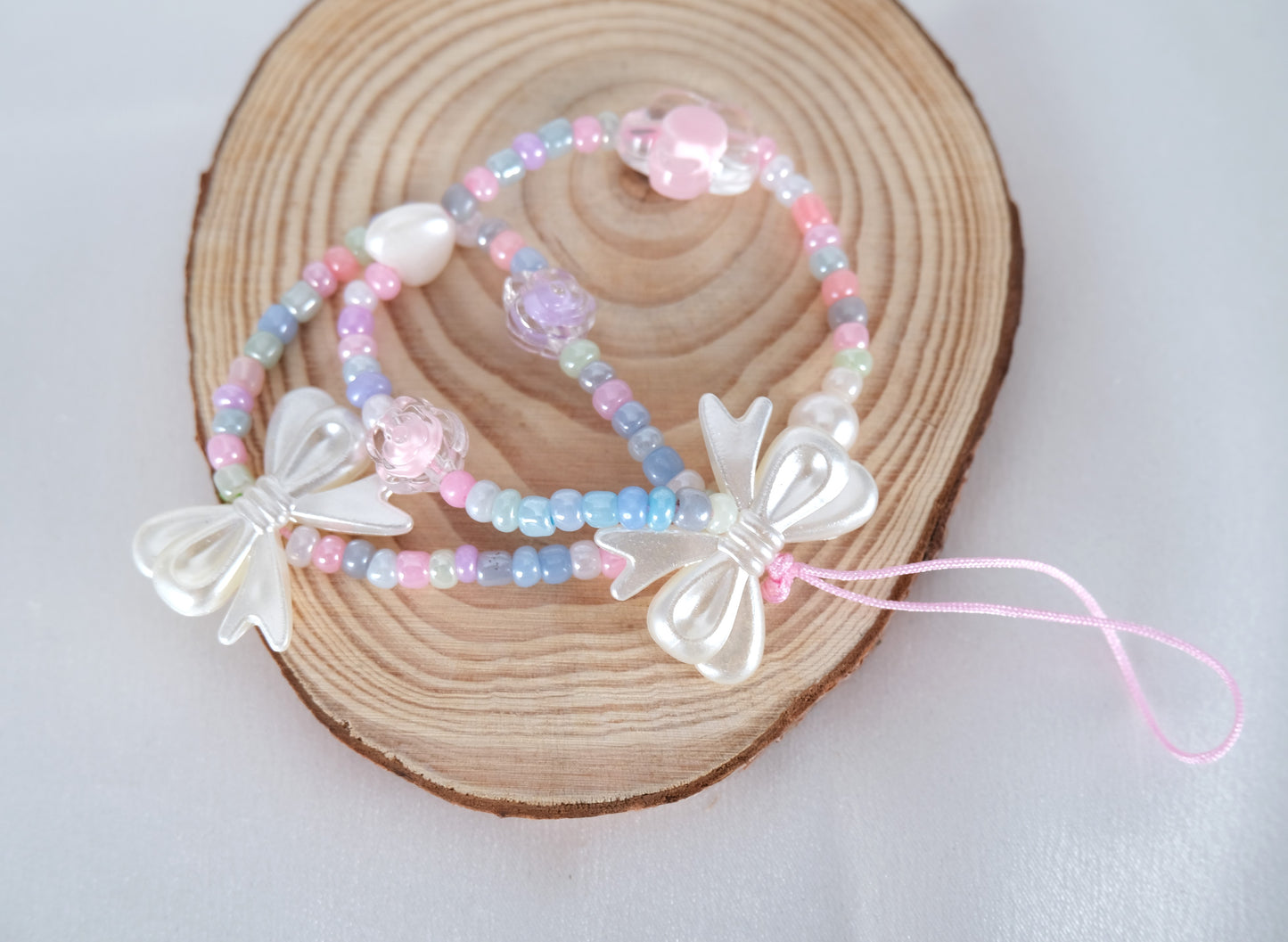 Handmade Butterfly Cell Phone Strap with Colorful Beads