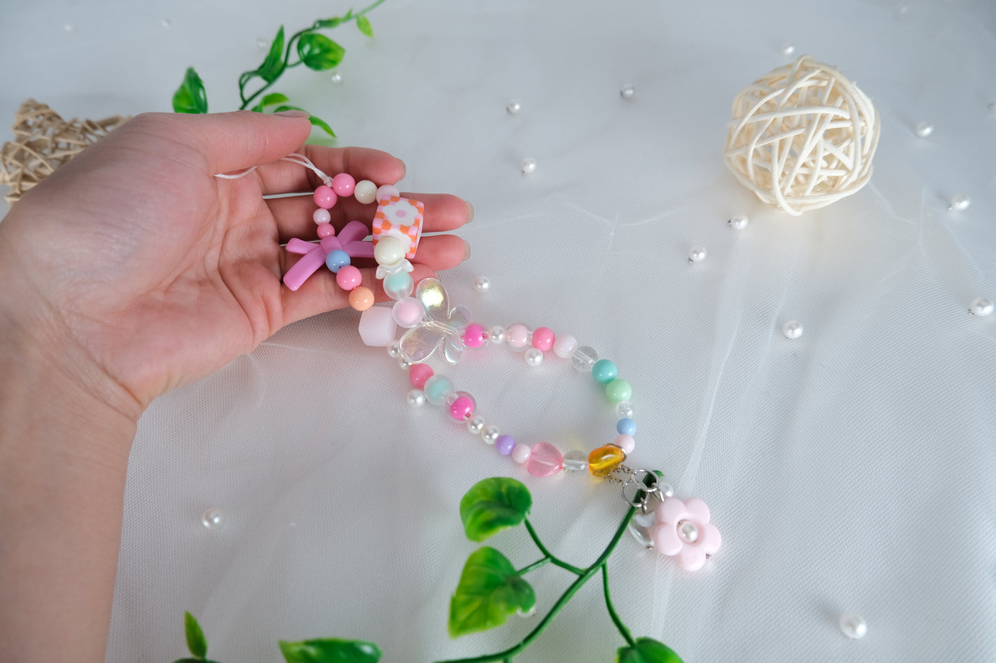 Colorful Beaded Phone Charm