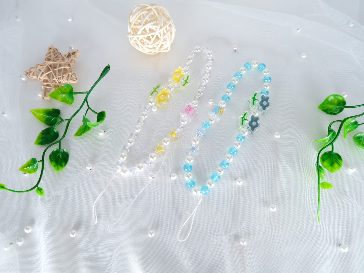 Handmade Flower Beaded Phone Charm