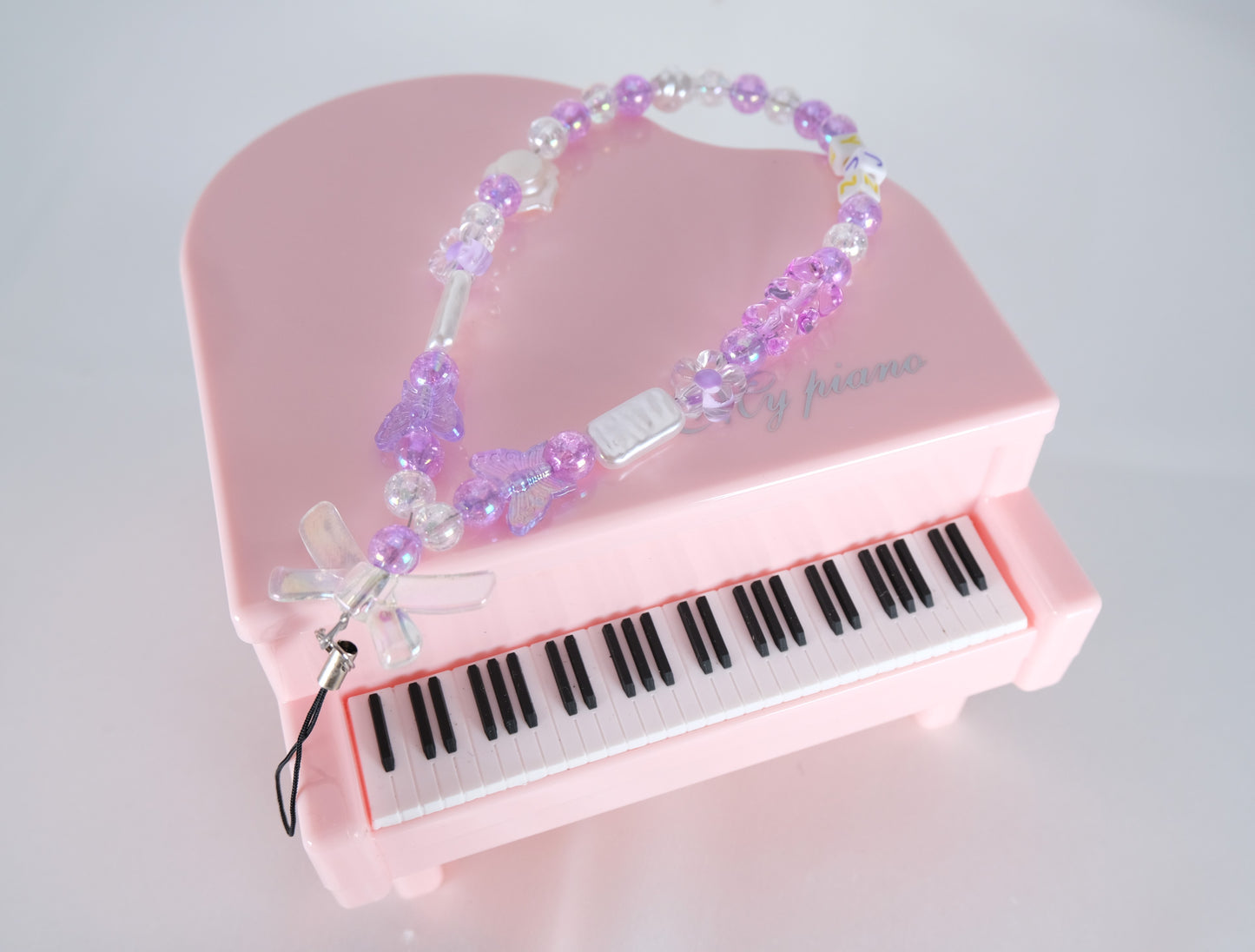 Handmade Camellia Butterfly Letter Beaded Phone Charm