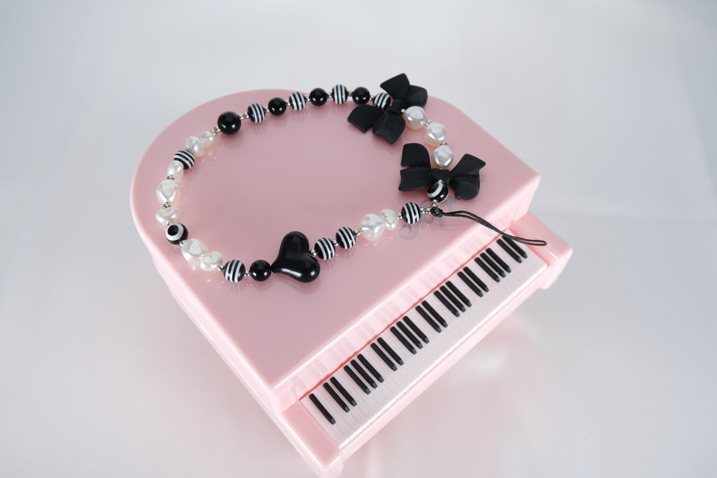 Handmade Black Heart Butterfly Kawaii Beaded Phone Charm