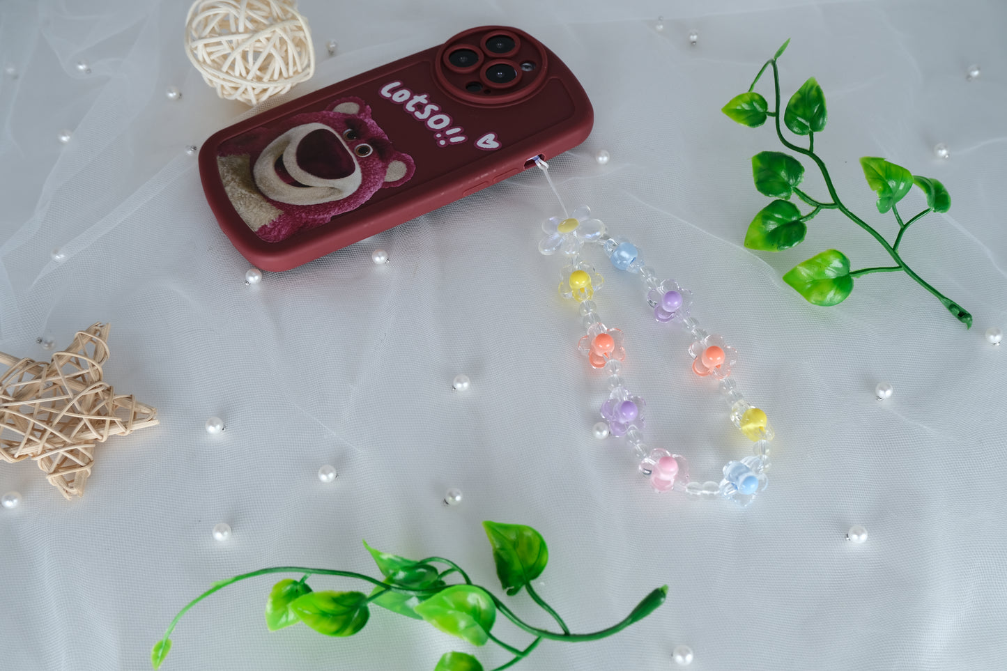 **Handmade Flower Beaded Phone Strap β Crystal Charm Lanyard & Aesthetic Gift