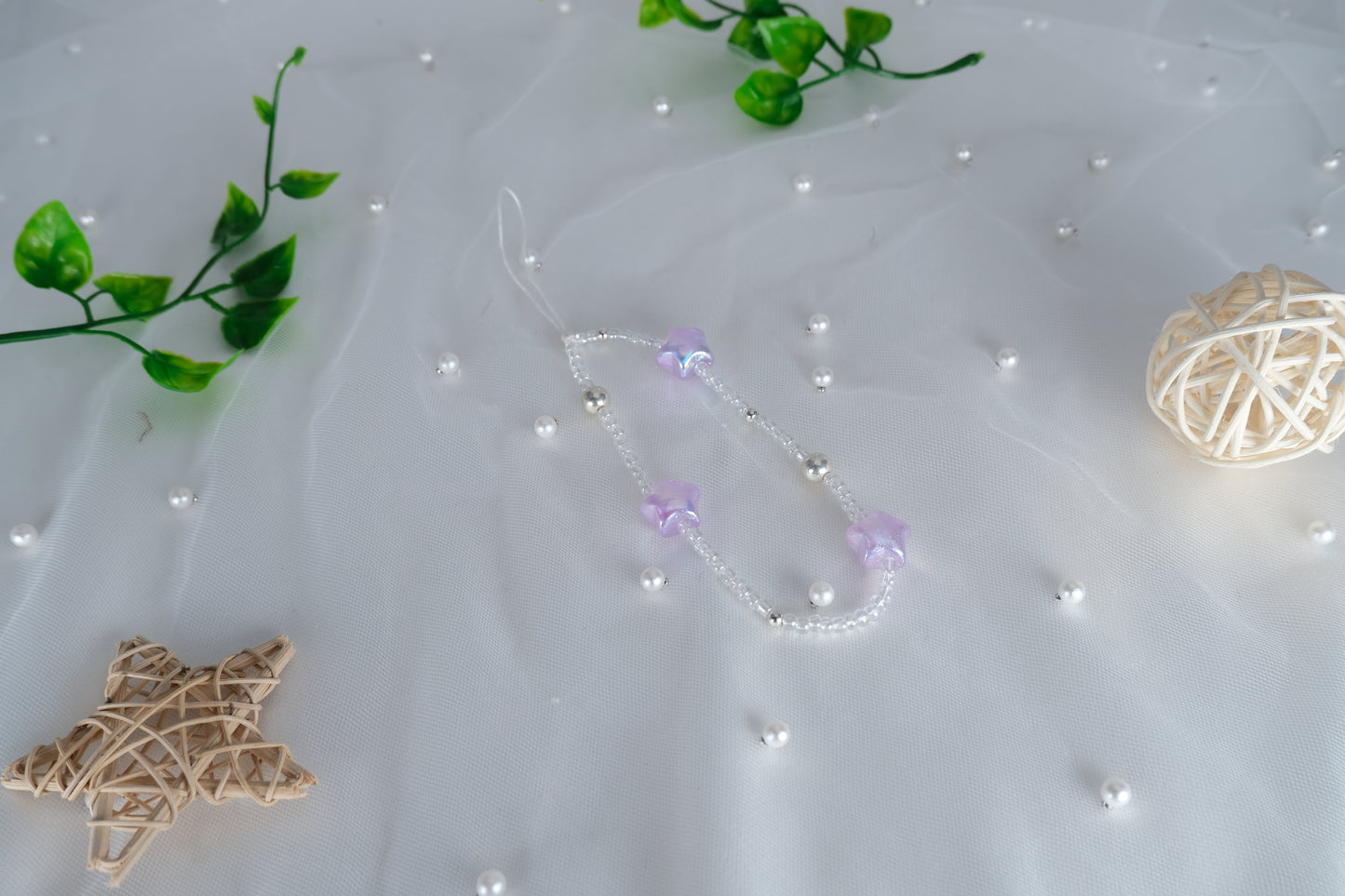 Purple & Blue Star Crystal Beaded Phone Strap