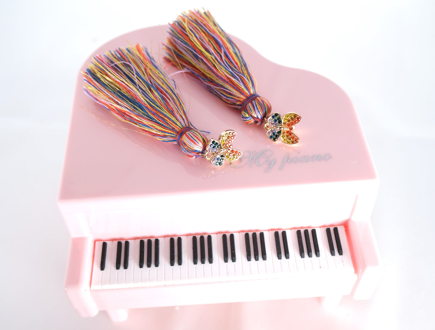 Handmade Macrame Tassel Earrings with Diamond Butterfly