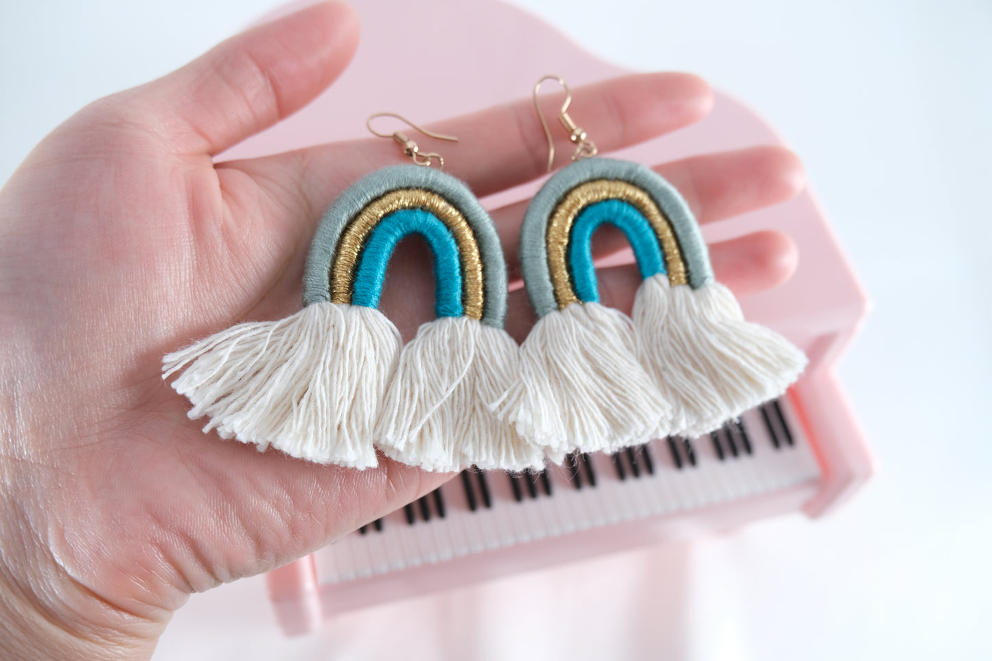 Handmade Macrame Rainbow Earrings