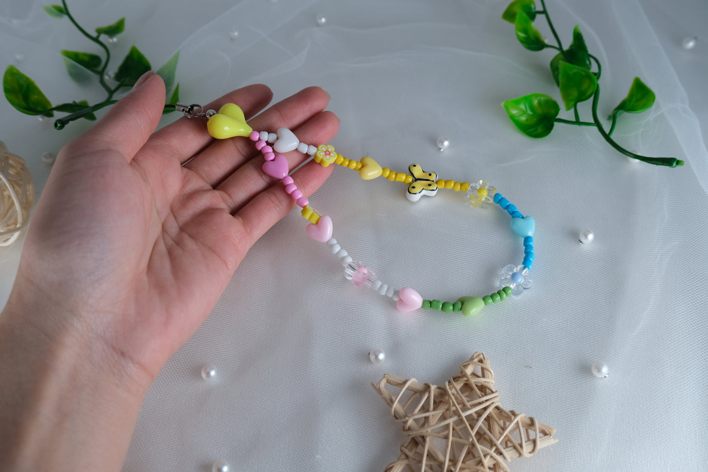 Colorful Heart Beads Phone Charm Phone Lanyard