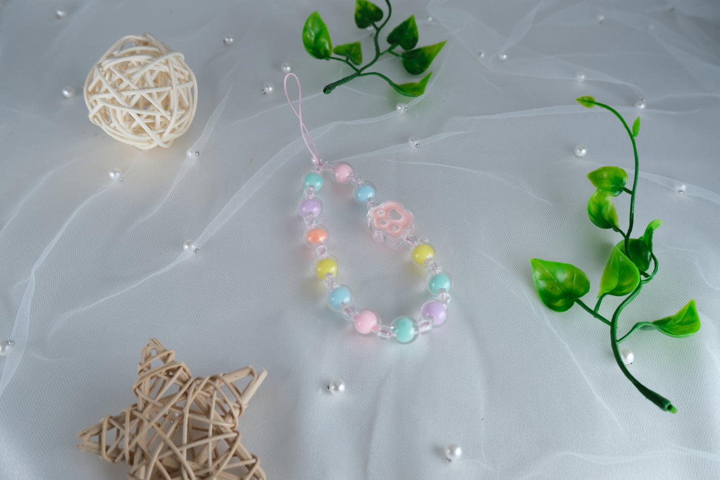 Handmade Colorful Small Beaded Phone Charm