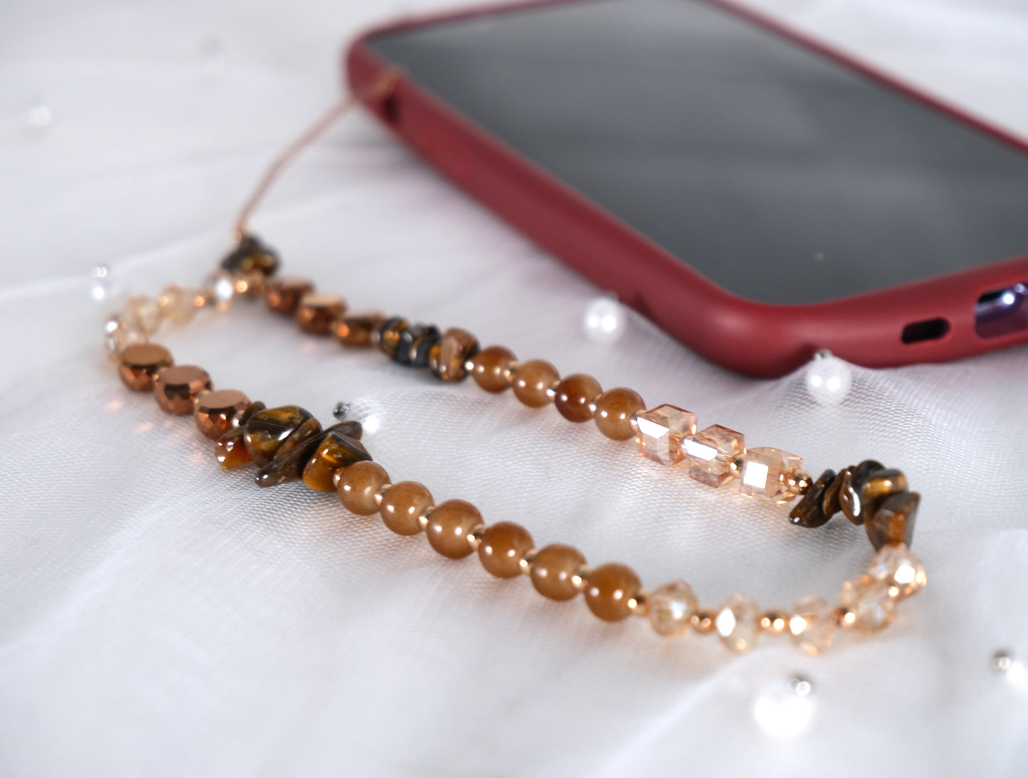 Handmade Pearl Crystal Phone Chain
