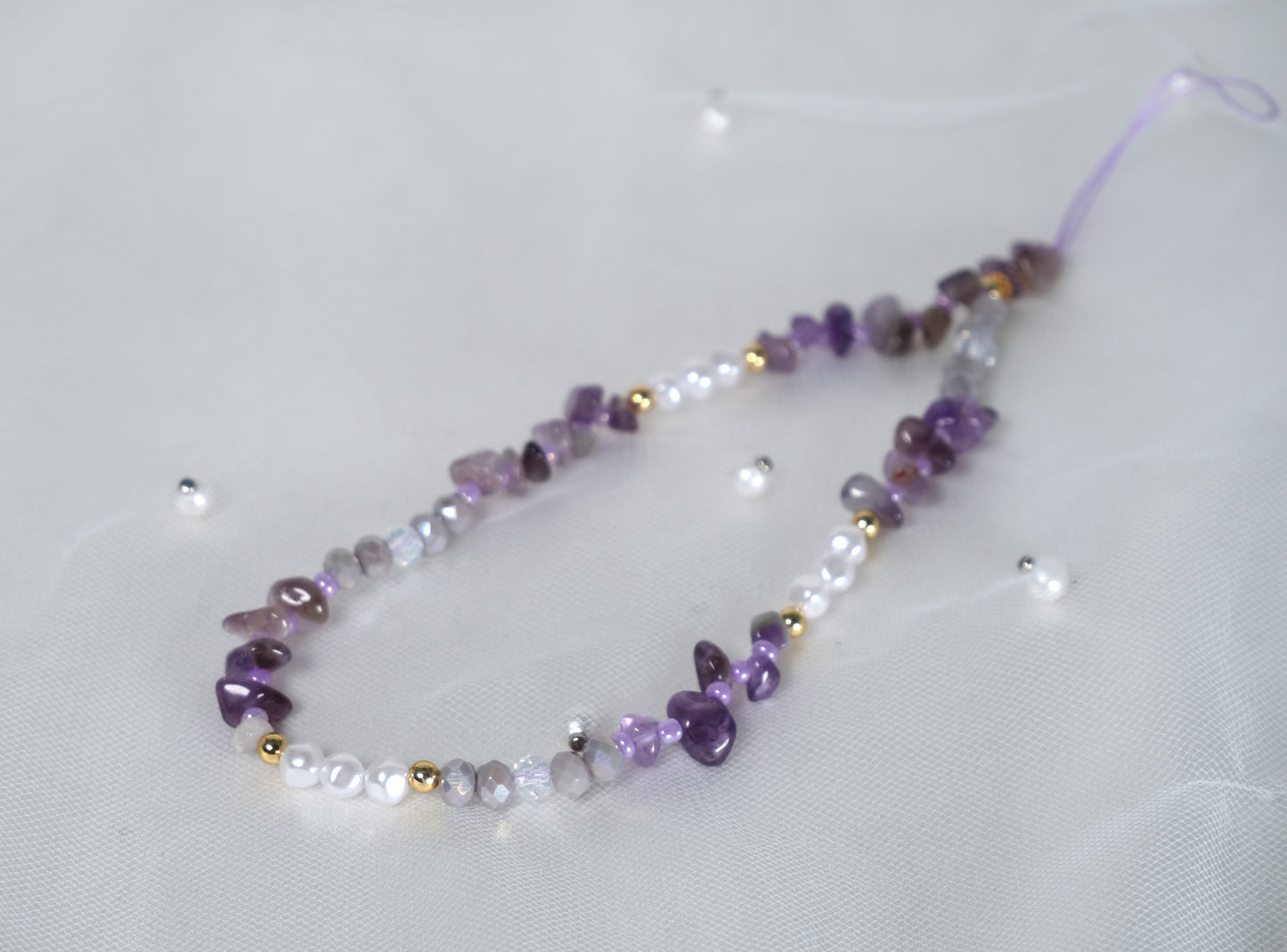 Handmade Pearl Crystal Phone Chain