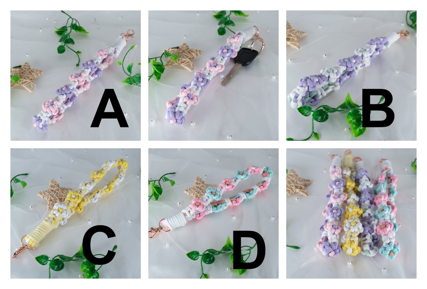 Handmade Macrame Daisy Wristlet