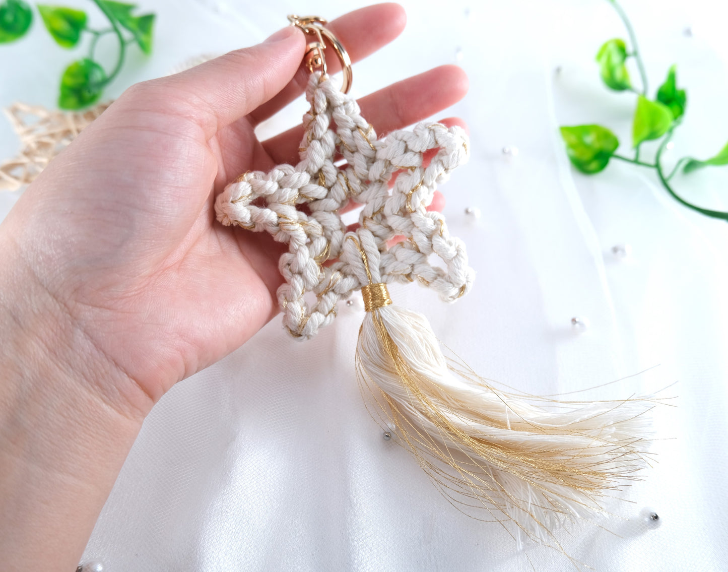 Handmade Pentagram Star Macrame Keychain