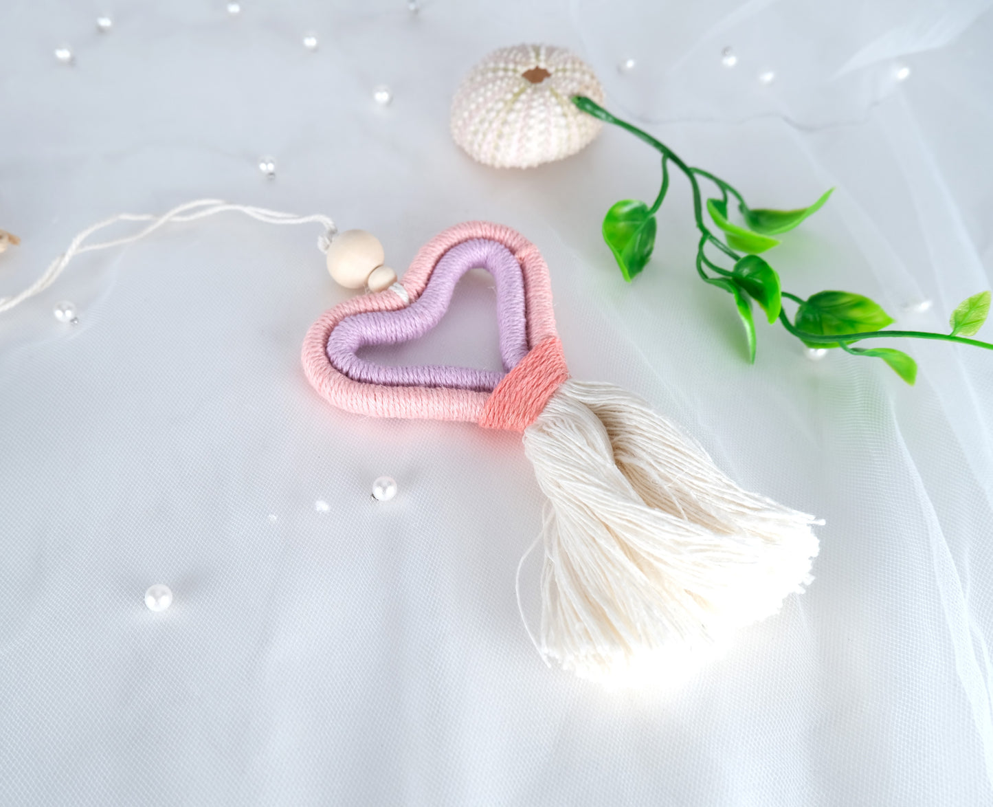 Handmade Macrame Heart Car Diffuser