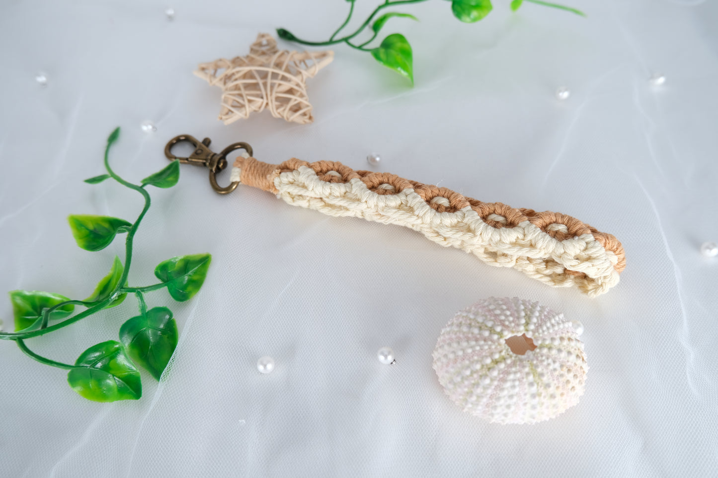 Handmade Boho Macrame Wristlet Keychain