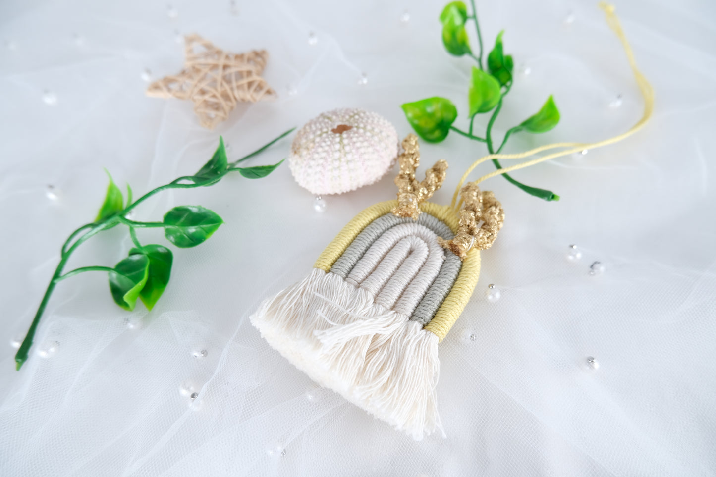 Handmade Macrame Christmas Elk Car Charm