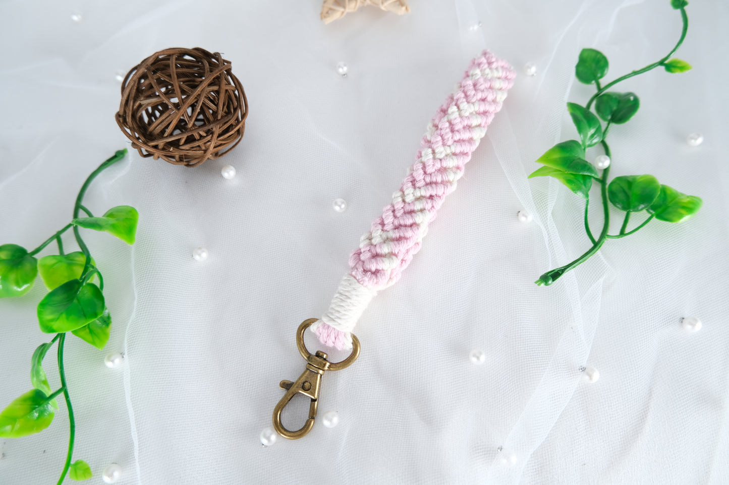 andmade Macrame Wristlet – Boho Braided Keychain