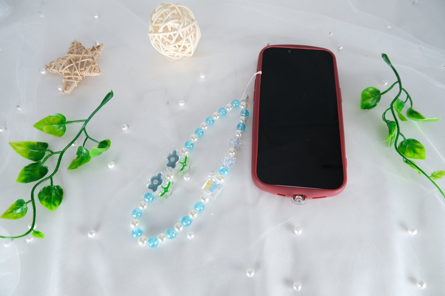 Handmade Flower Beaded Phone Charm