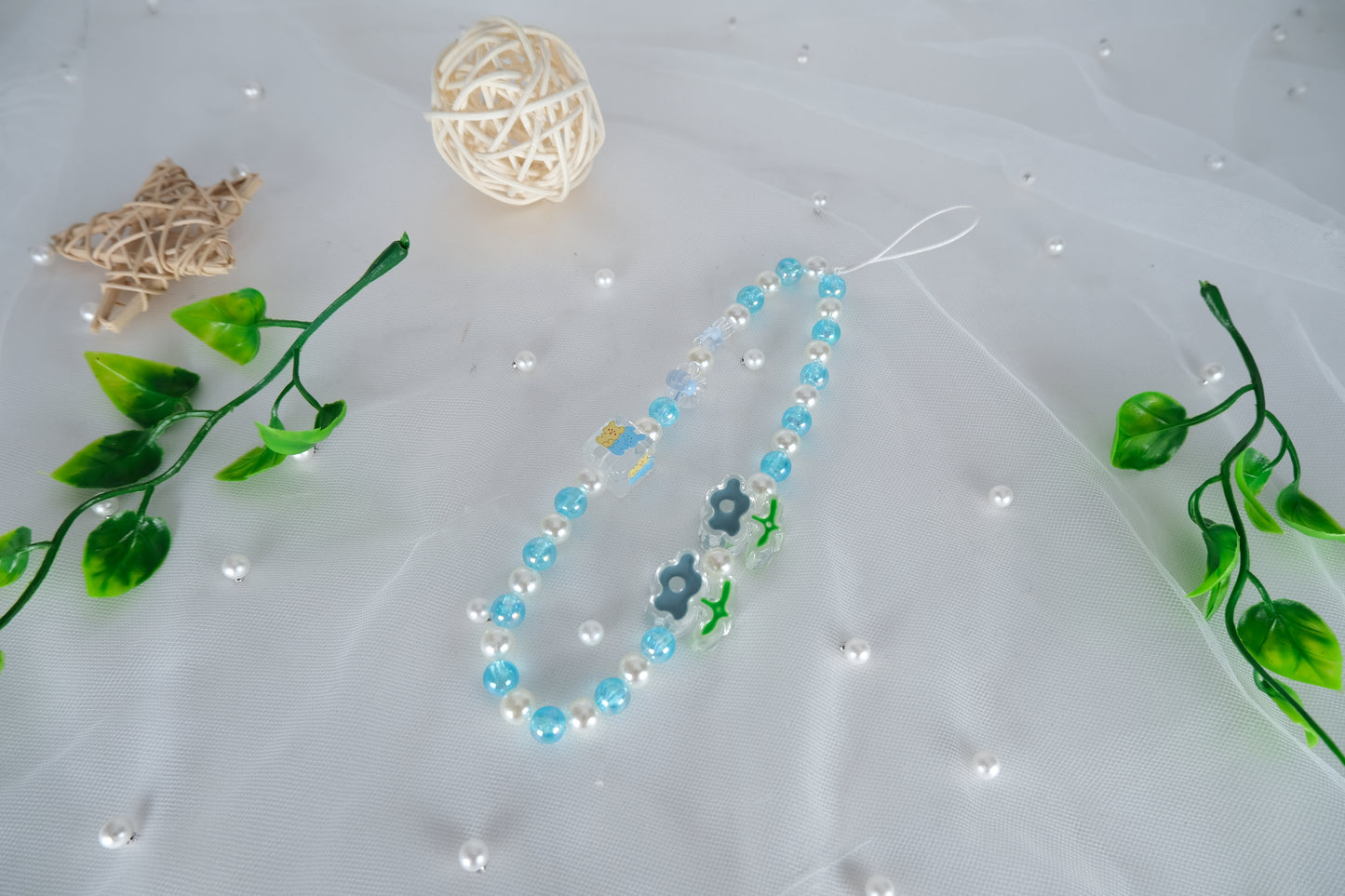 Handmade Flower Beaded Phone Charm