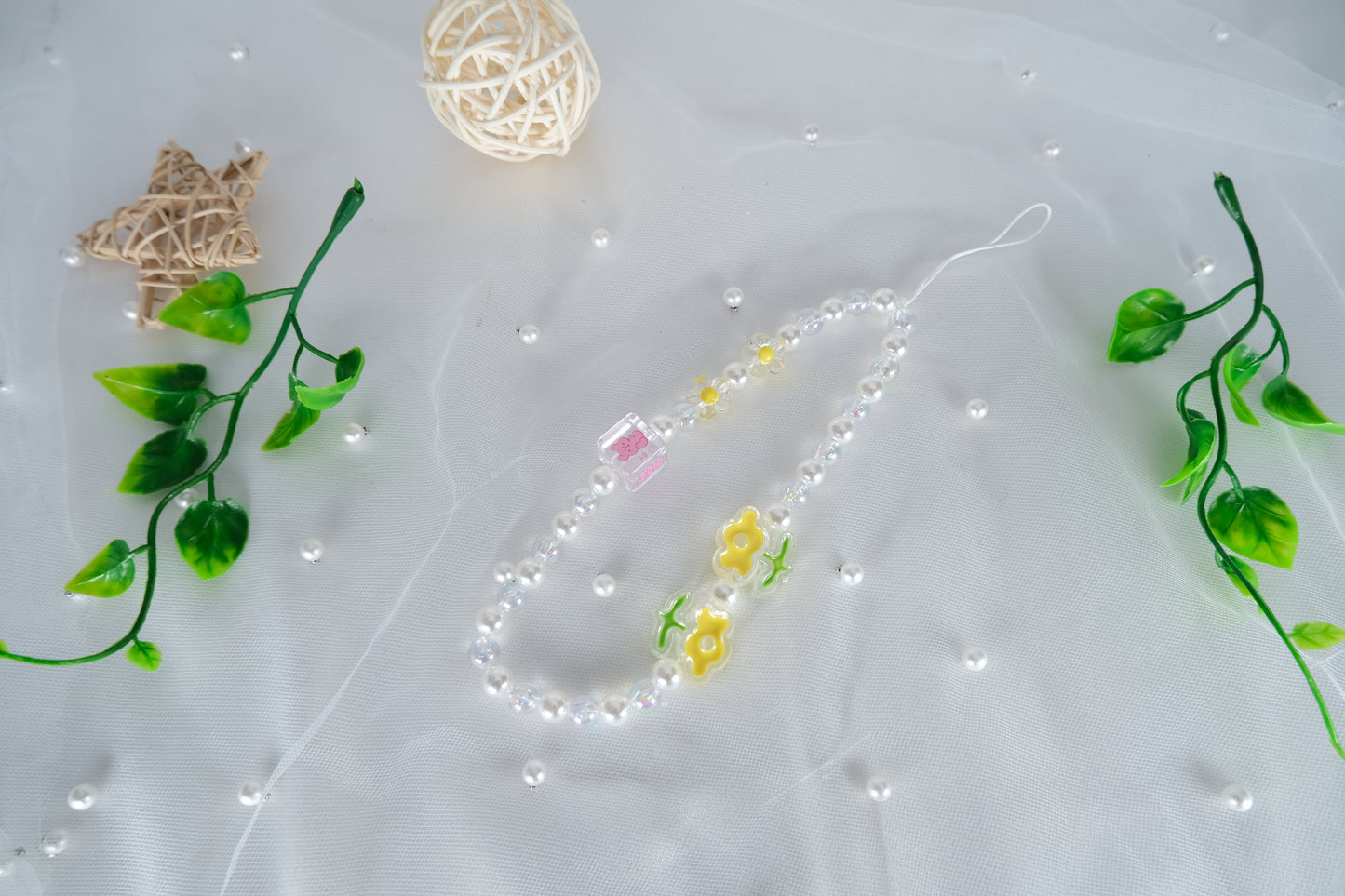 Handmade Flower Beaded Phone Charm