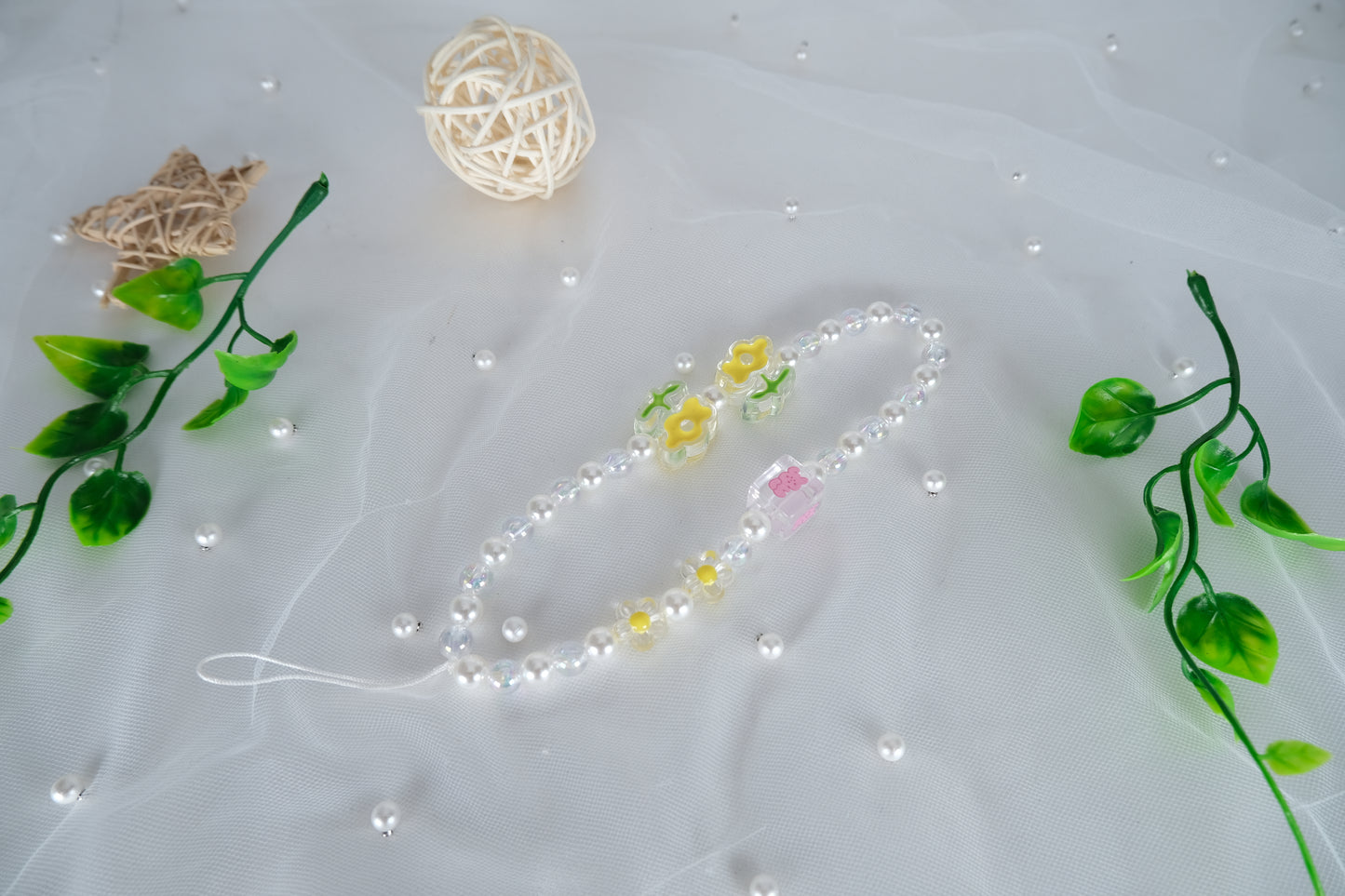 Handmade Flower Beaded Phone Charm