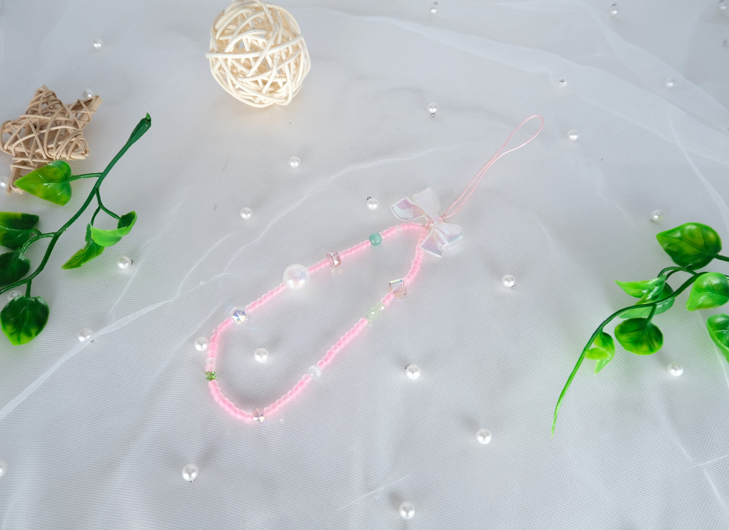 Pink Beaded Phone Charm Accessories