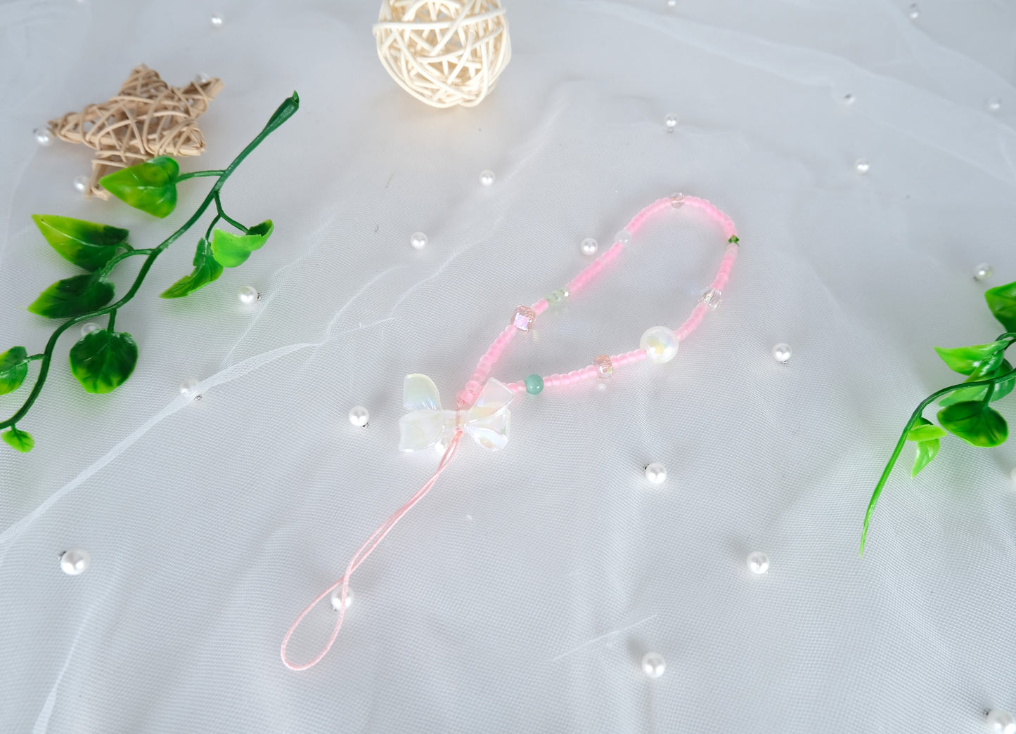 Pink Beaded Phone Charm Accessories