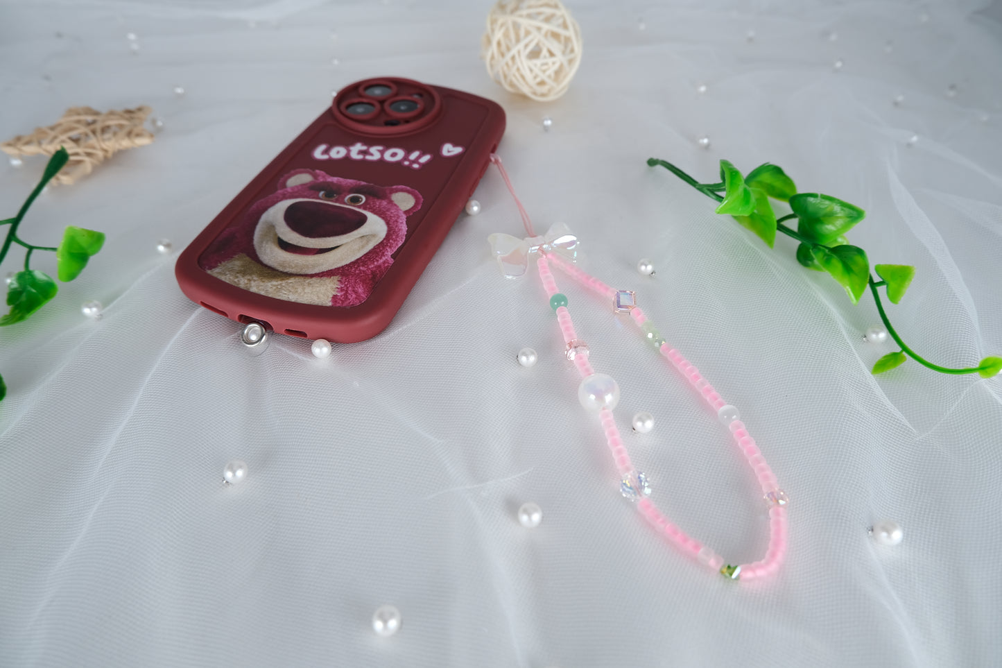 Pink Beaded Phone Charm Accessories