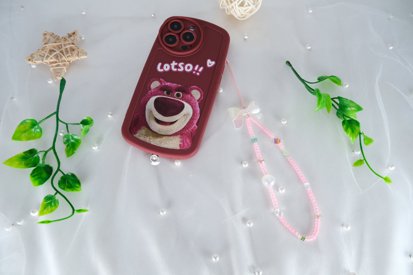 Pink Beaded Phone Charm Accessories