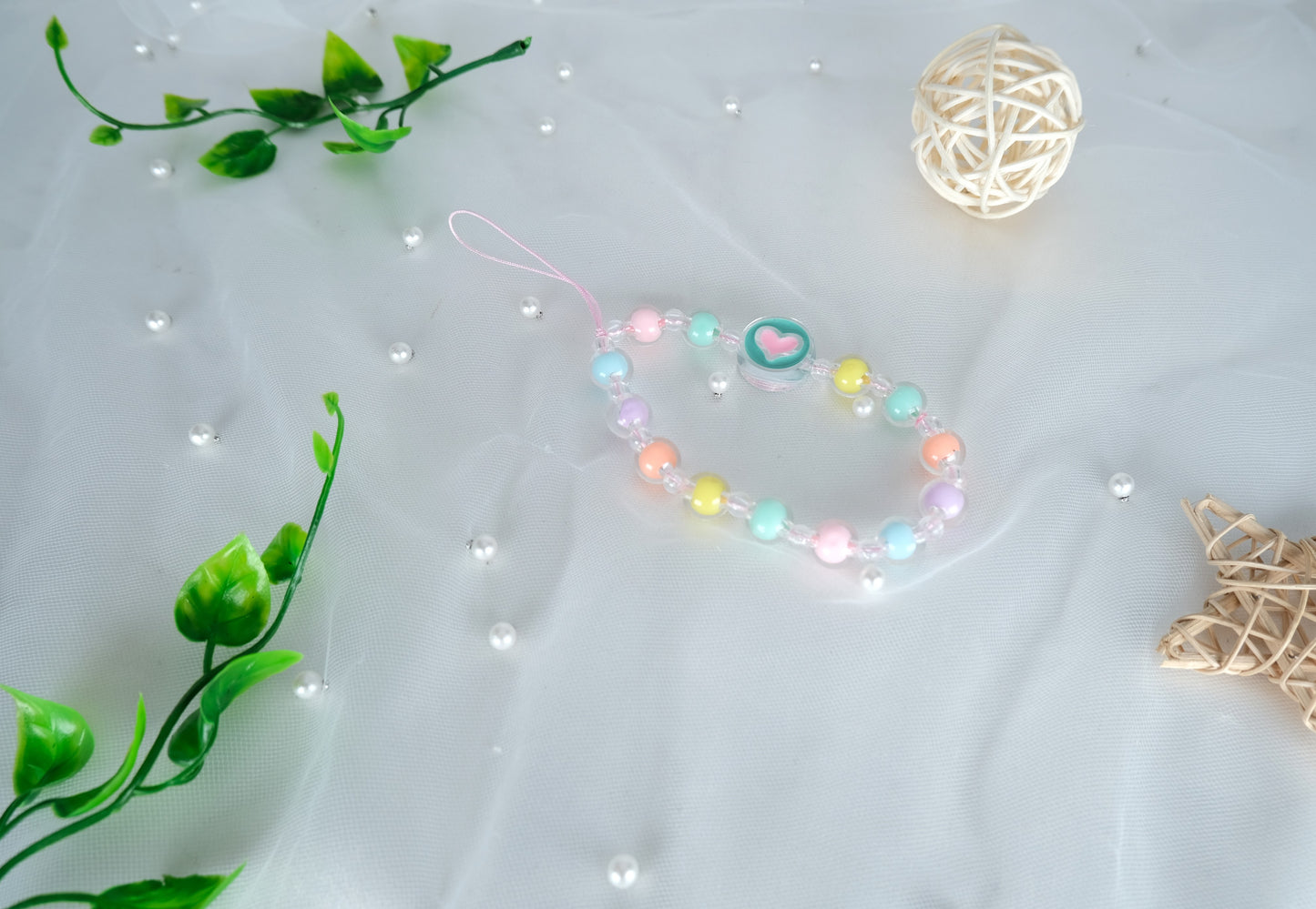 Handmade Colorful Beaded Phone Charm