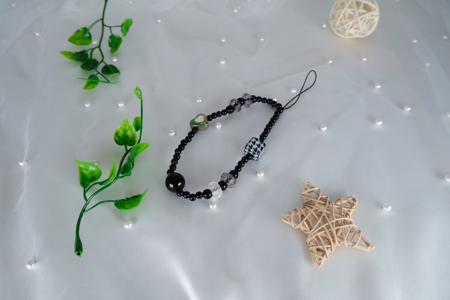 Black Healing Crystal Beaded Phone Strap